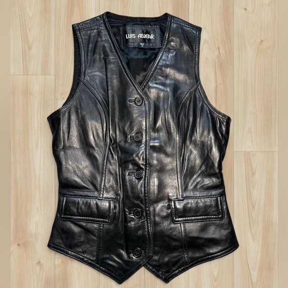 Vintage genuine leather vest by Luis Alvear - Picture 1 of 8